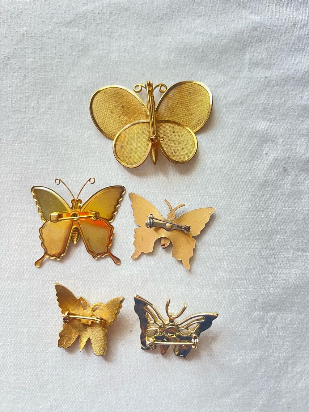 Lot of 5 Vintage-Inspired Butterfly Pin Lot - Colorful Enamel & Gold Tones - Picture 2 of 2
